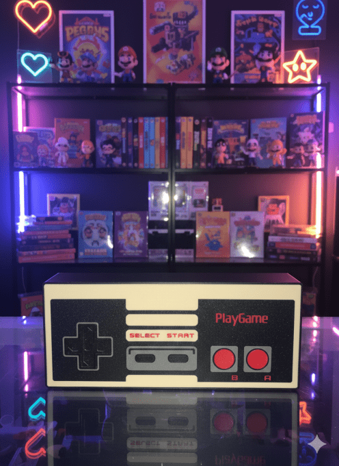 Veilleuse LED Manette rétro — PLA+ USB-A, lumière douce, 25,5 cm