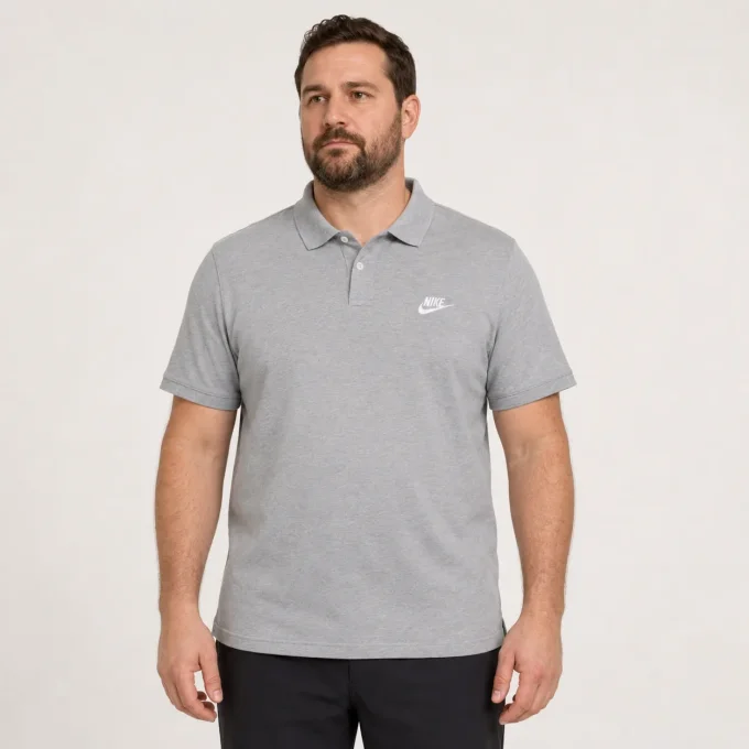 Polo Nike homme gris chiné taille XL en 100% coton, seconde main