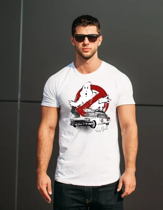 T-shirt blanc imprimé Very Ouest – pop culture